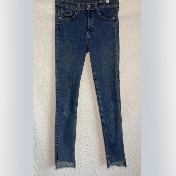 RAG & Bone Frayed Skinny Jeans Women's Size 27 High-rise Blue Wash Denim - Picture 9 of 10